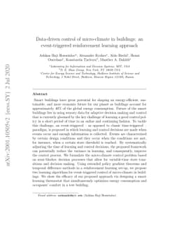 Data-driven control of micro-climate in buildings: an event-triggered
  reinforcement learning approach