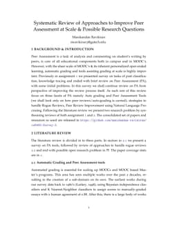 Systematic Review of Approaches to Improve Peer Assessment at Scale