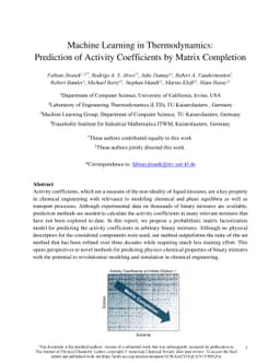 Machine Learning in Thermodynamics: Prediction of Activity Coefficients
  by Matrix Completion