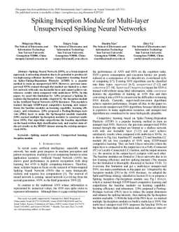 Spiking Inception Module for Multi-layer Unsupervised Spiking Neural
  Networks