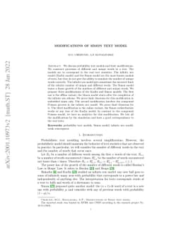 Modifications of Simon text model
