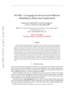 SLO-ML: A Language for Service Level Objective Modelling in Multi-cloud
  Applications