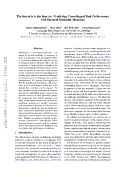 The Secret is in the Spectra: Predicting Cross-lingual Task Performance
  with Spectral Similarity Measures