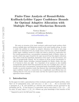 Finite-Time Analysis of Round-Robin Kullback-Leibler Upper Confidence
  Bounds for Optimal Adaptive Allocation with Multiple Plays and Markovian
  Rewards