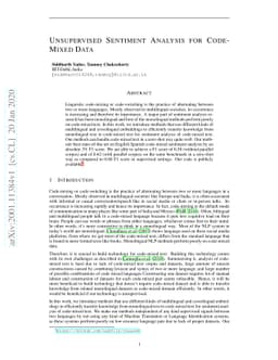 Unsupervised Sentiment Analysis for Code-mixed Data