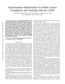 Grassmannian Optimization for Online Tensor Completion and Tracking with
  the t-SVD