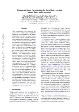 Parameter Space Factorization for Zero-Shot Learning across Tasks and
  Languages