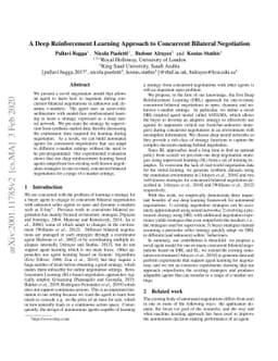 A Deep Reinforcement Learning Approach to Concurrent Bilateral
  Negotiation