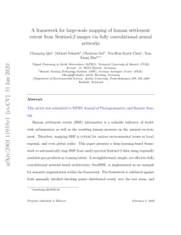 A framework for large-scale mapping of human settlement extent from
  Sentinel-2 images via fully convolutional neural networks