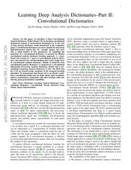 Learning Deep Analysis Dictionaries -- Part II: Convolutional
  Dictionaries