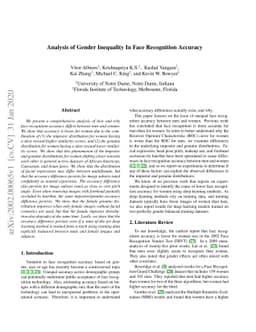 Analysis of Gender Inequality In Face Recognition Accuracy