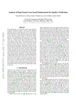 Analysis of Deep Feature Loss based Enhancement for Speaker Verification