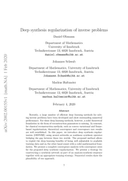 Deep synthesis regularization of inverse problems