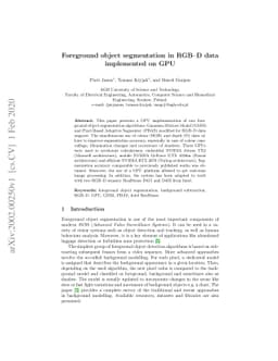 Foreground object segmentation in RGB-D data implemented on GPU