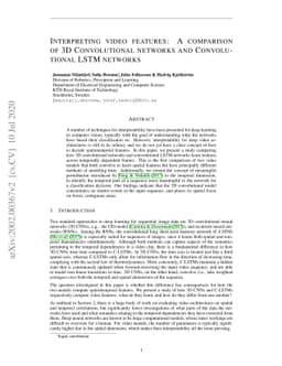 Interpreting video features: a comparison of 3D convolutional networks
  and convolutional LSTM networks