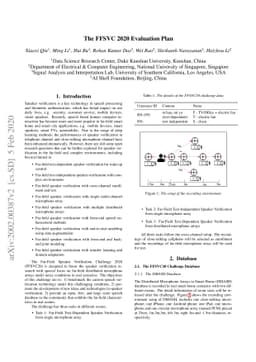 The FFSVC 2020 Evaluation Plan