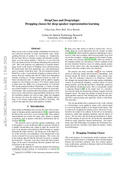 DropClass and DropAdapt: Dropping classes for deep speaker
  representation learning