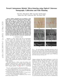 Toward Autonomous Robotic Micro-Suturing using Optical Coherence
  Tomography Calibration and Path Planning