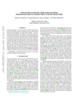 End-to-End Automatic Speech Recognition Integrated With CTC-Based Voice
  Activity Detection