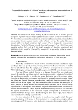 Exponential discretization of weights of neural network connections in
  pre-trained neural networks