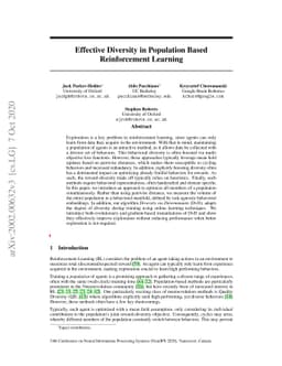Effective Diversity in Population Based Reinforcement Learning
