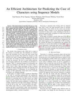 An Efficient Architecture for Predicting the Case of Characters using
  Sequence Models