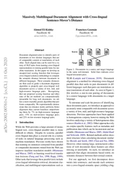 Massively Multilingual Document Alignment with Cross-lingual
  Sentence-Mover's Distance