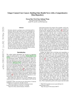Ginger Cannot Cure Cancer: Battling Fake Health News with a
  Comprehensive Data Repository