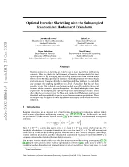 Optimal Iterative Sketching with the Subsampled Randomized Hadamard
  Transform