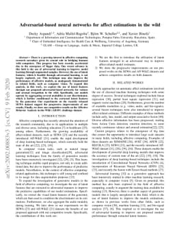 Adversarial-based neural networks for affect estimations in the wild