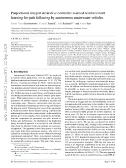 Proportional integral derivative controller assisted reinforcement
  learning for path following by autonomous underwater vehicles
