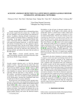 Acoustic anomaly detection via latent regularized gaussian mixture
  generative adversarial networks