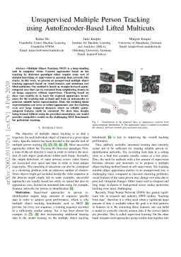 Unsupervised Multiple Person Tracking using AutoEncoder-Based Lifted
  Multicuts