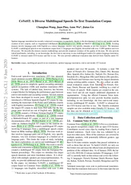 CoVoST: A Diverse Multilingual Speech-To-Text Translation Corpus