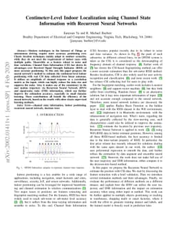Centimeter-Level Indoor Localization using Channel State Information
  with Recurrent Neural Networks