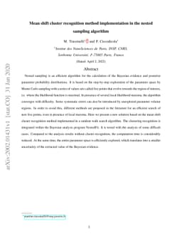 Mean shift cluster recognition method implementation in the nested
  sampling algorithm