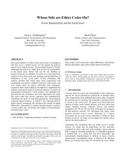Whose Side are Ethics Codes On? Power, Responsibility and the Social
  Good