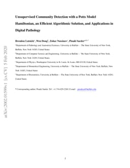 Unsupervised Community Detection with a Potts Model Hamiltonian, an
  Efficient Algorithmic Solution, and Applications in Digital Pathology