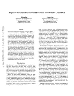 Improved Subsampled Randomized Hadamard Transform for Linear SVM
