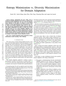Entropy Minimization vs. Diversity Maximization for Domain Adaptation