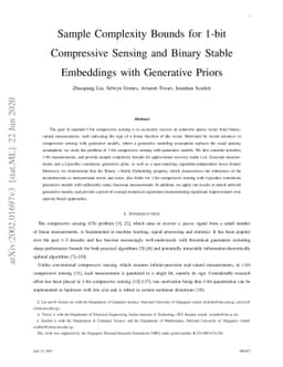Sample Complexity Bounds for 1-bit Compressive Sensing and Binary Stable
  Embeddings with Generative Priors