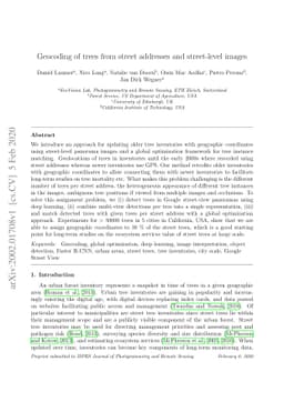 Geocoding of trees from street addresses and street-level images
