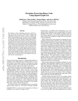 Proximity Preserving Binary Code using Signed Graph-Cut