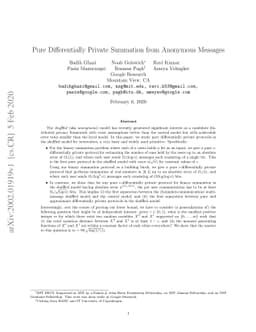Pure Differentially Private Summation from Anonymous Messages