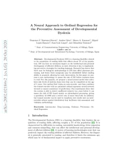 A Neural Approach to Ordinal Regression for the Preventive Assessment of
  Developmental Dyslexia