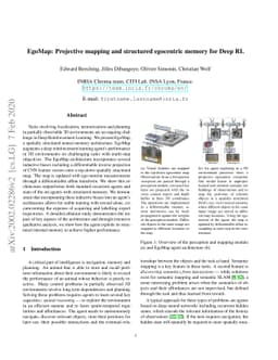 EgoMap: Projective mapping and structured egocentric memory for Deep RL