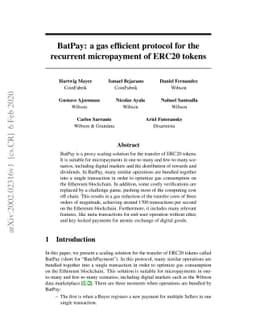 BatPay: a gas efficient protocol for the recurrent micropayment of ERC20
  tokens