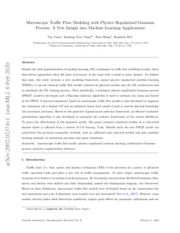 Macroscopic Traffic Flow Modeling with Physics Regularized Gaussian
  Process: A New Insight into Machine Learning Applications