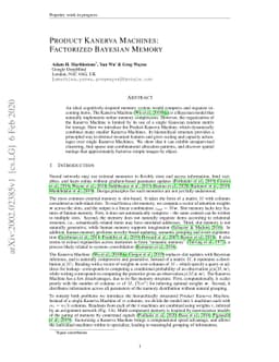 Product Kanerva Machines: Factorized Bayesian Memory