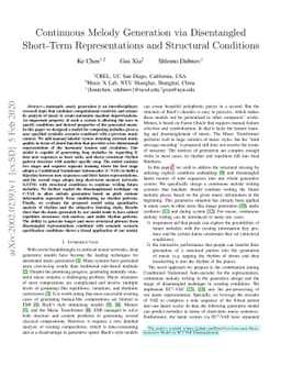 Continuous Melody Generation via Disentangled Short-Term Representations
  and Structural Conditions